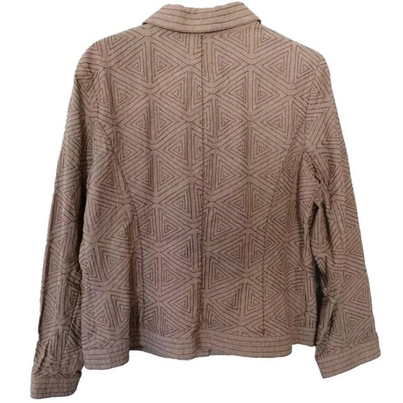 Women’s Suede Jackets Women’s Size 14 Geometric Tan Brown Button Up Formal - Picture 2 of 12